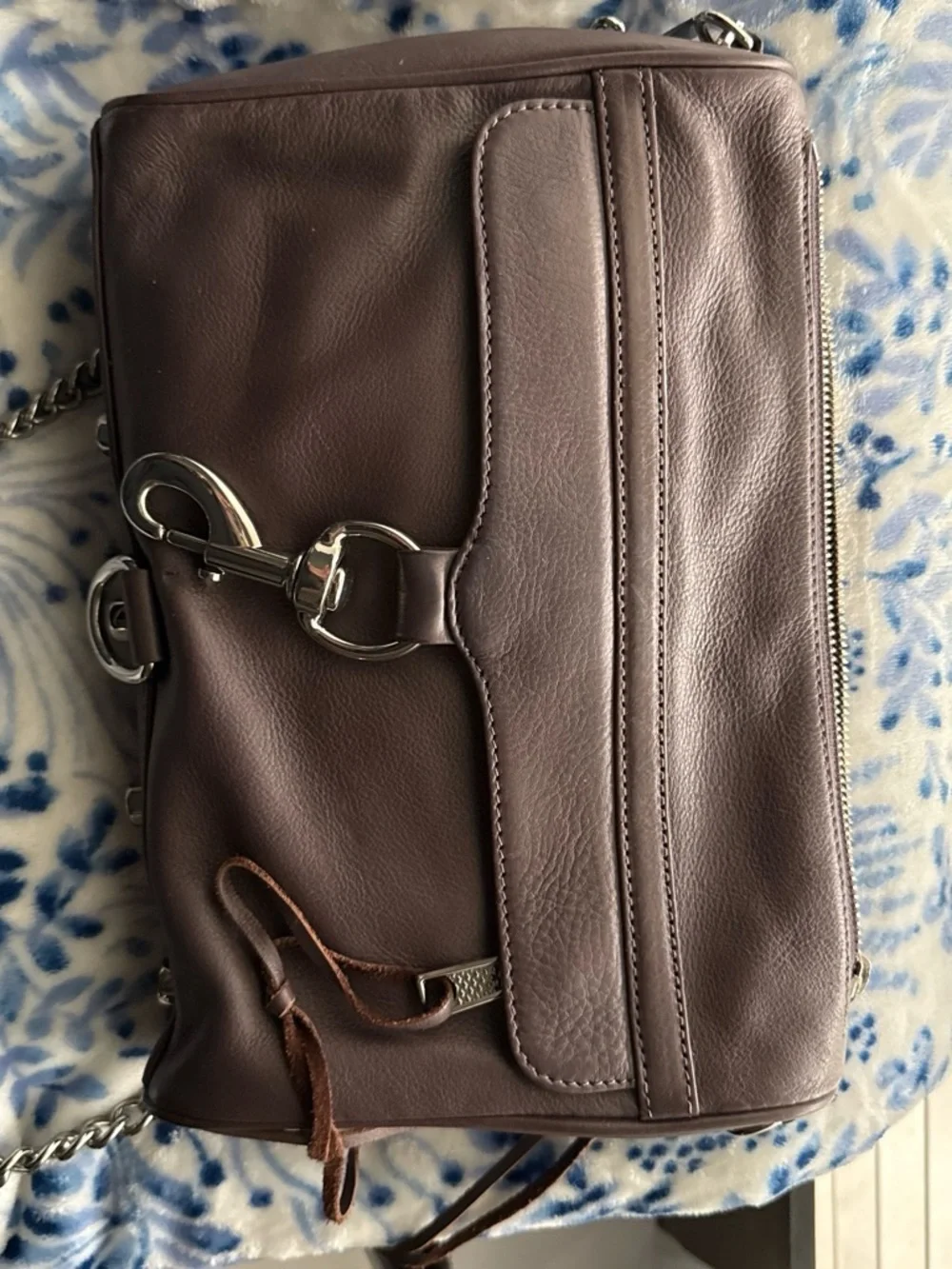 Rebecca Minkoff Mauve Leather Crossbody Bag with Silver Hardware